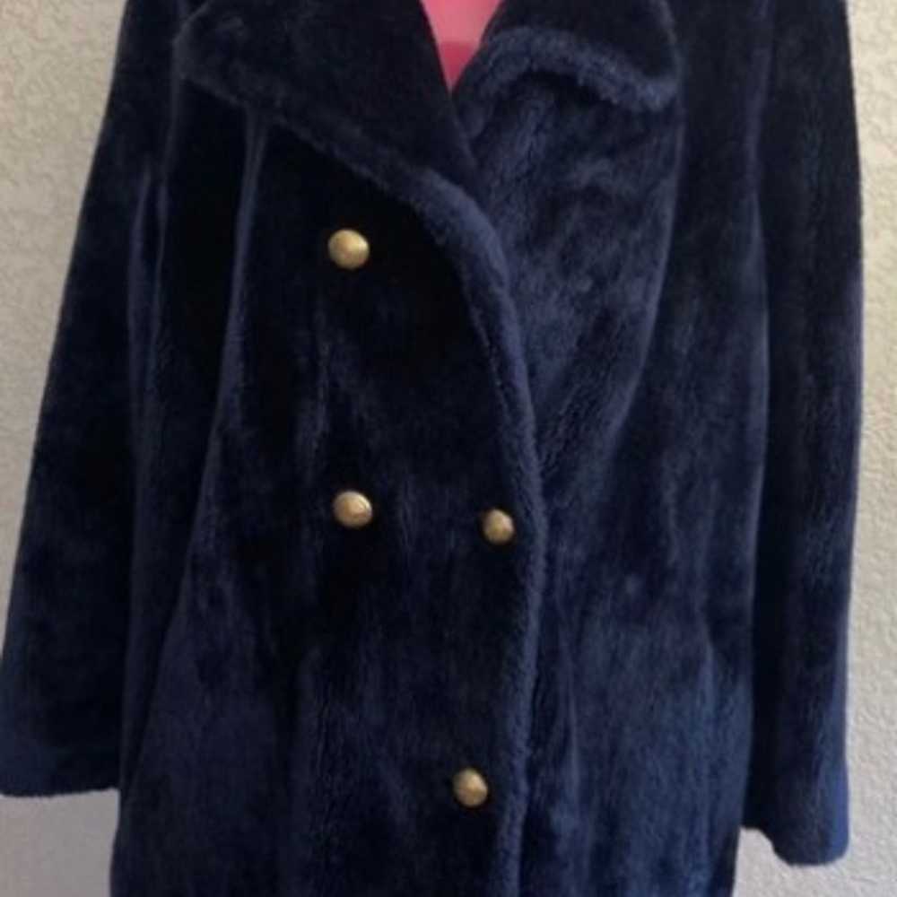 ILGWU vintage faux fur coat darkblue size L - image 1