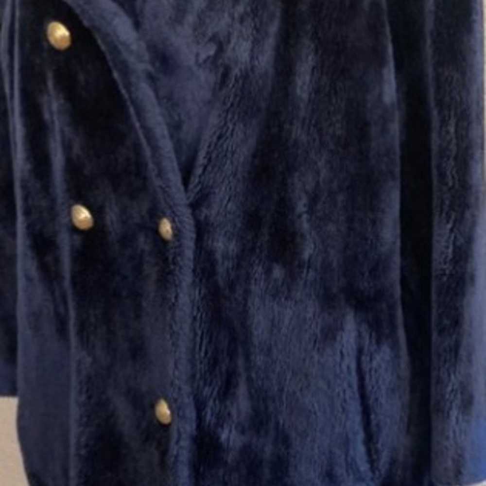 ILGWU vintage faux fur coat darkblue size L - image 2