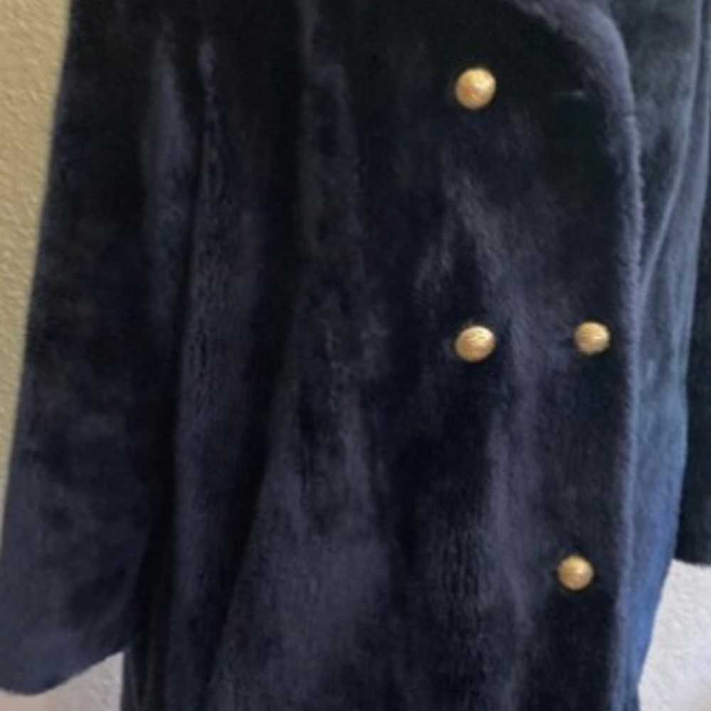 ILGWU vintage faux fur coat darkblue size L - image 3
