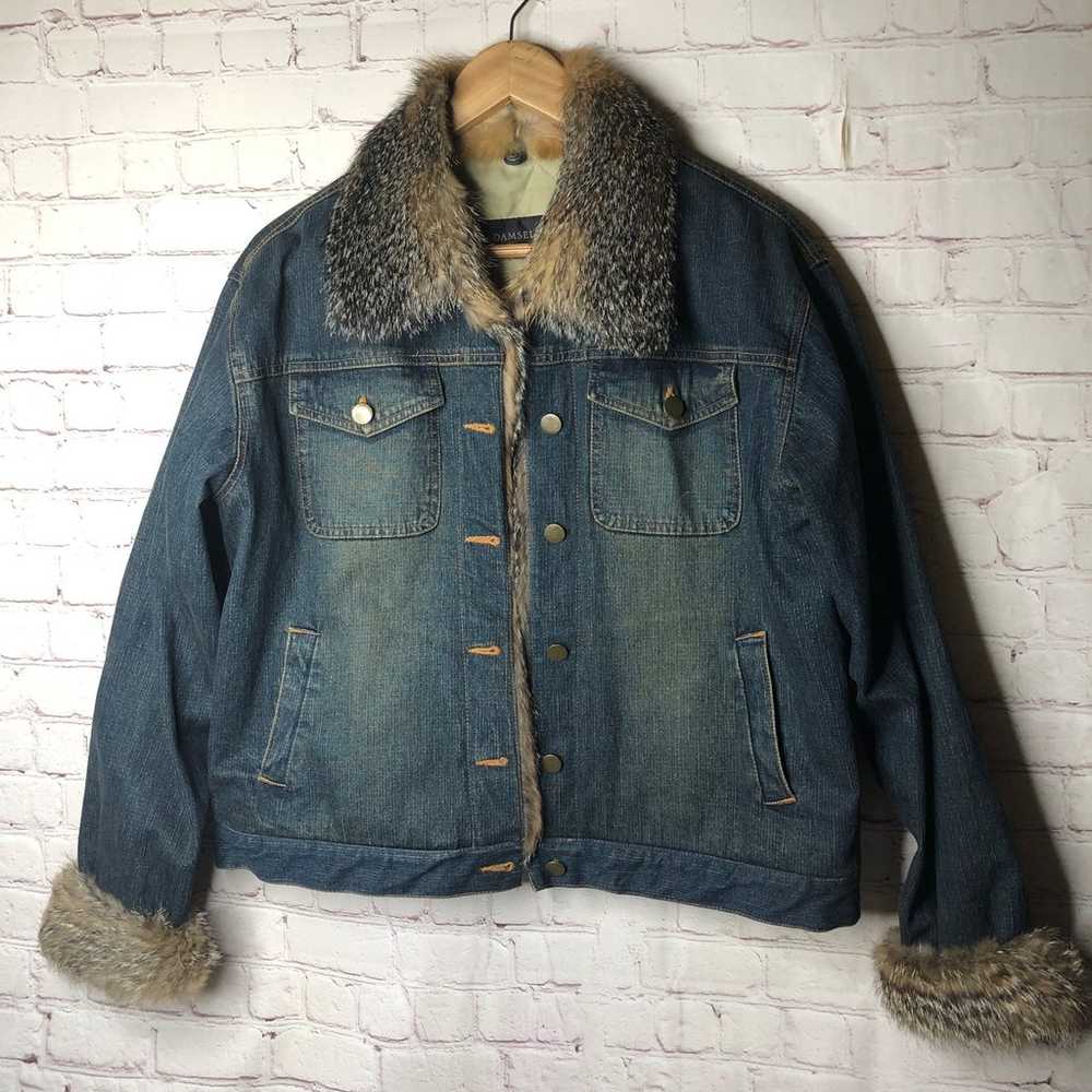 Damselle New York jean jacket with fur - image 1