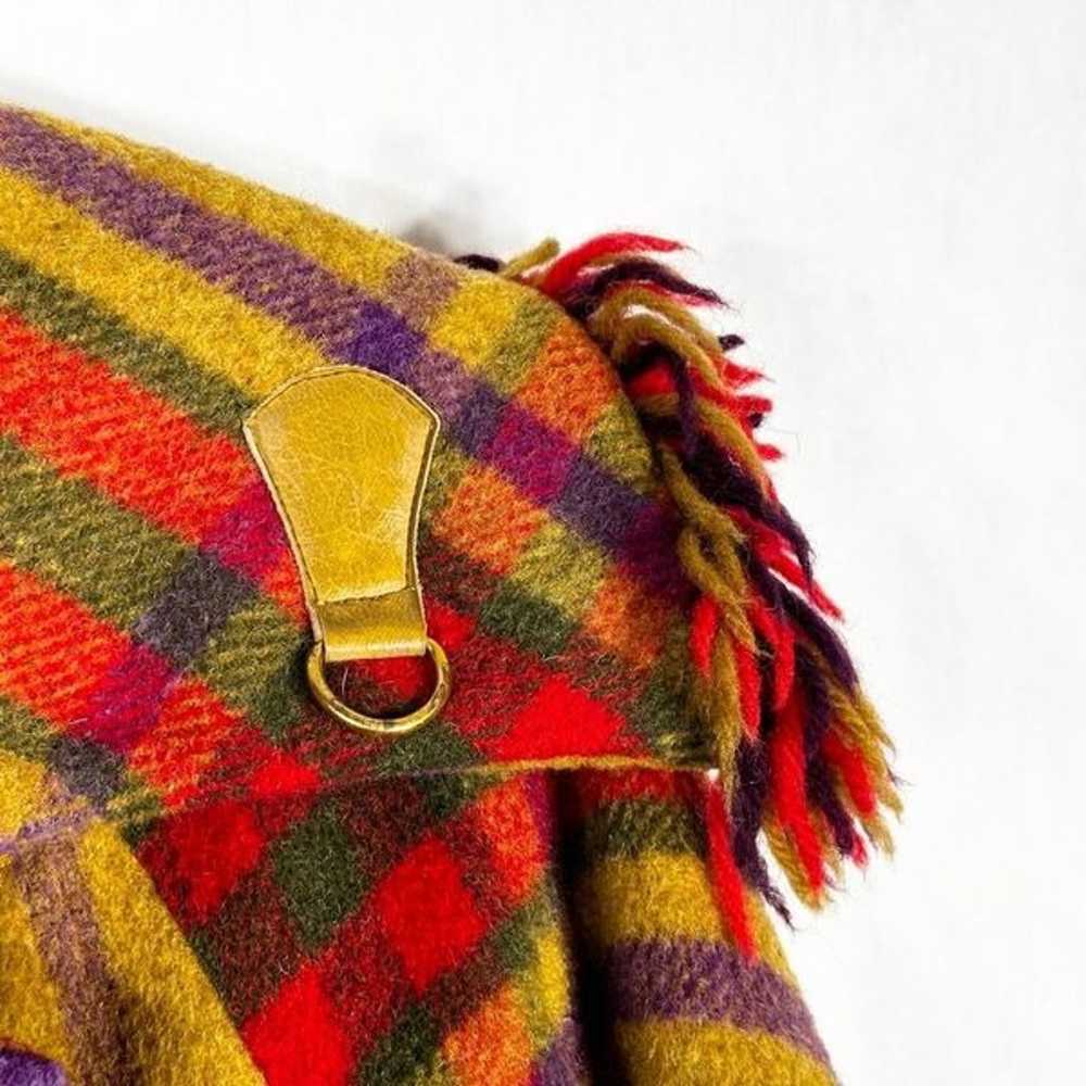 VTG 70s Country Pacer Womens Coat Wool Plaid Frin… - image 11
