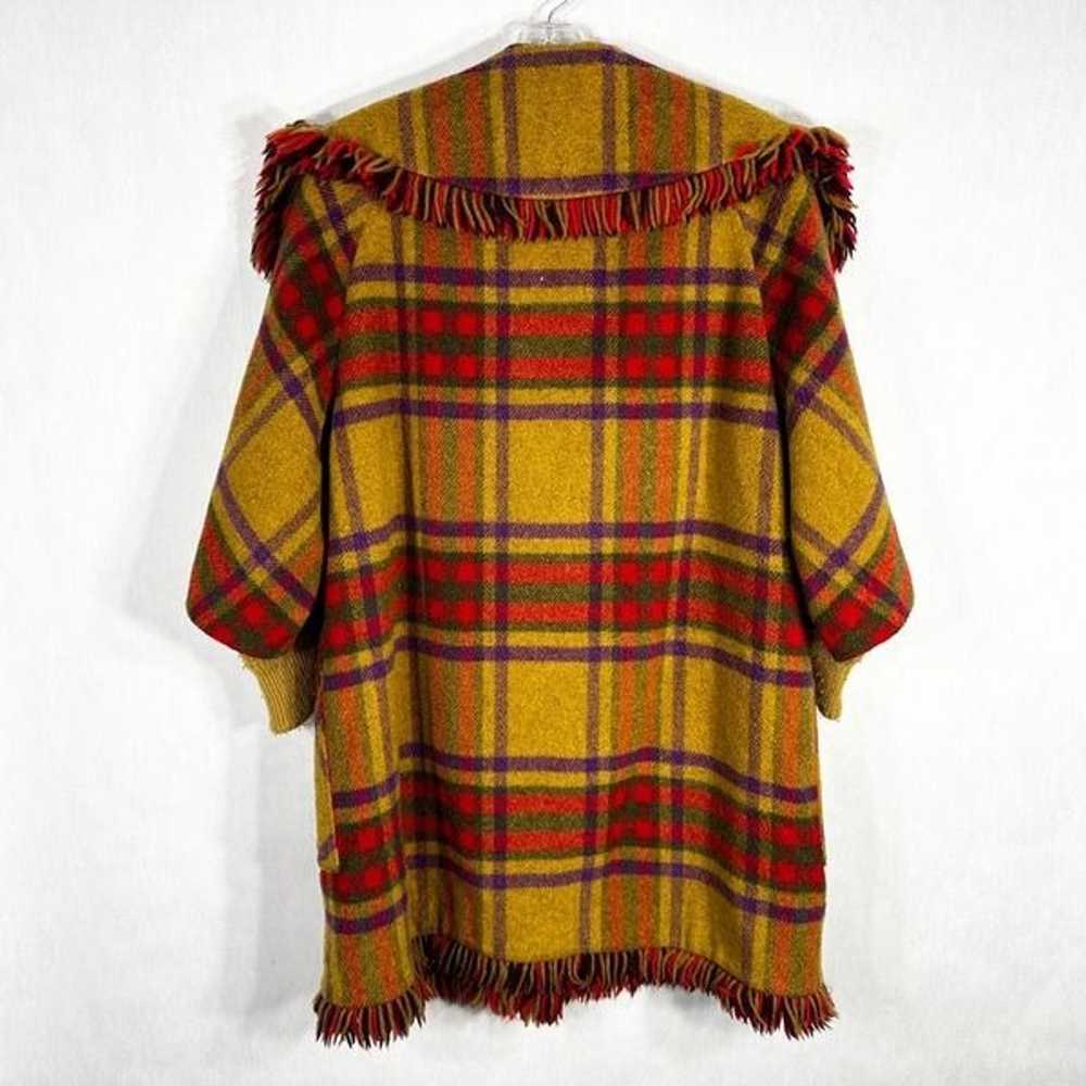 VTG 70s Country Pacer Womens Coat Wool Plaid Frin… - image 2
