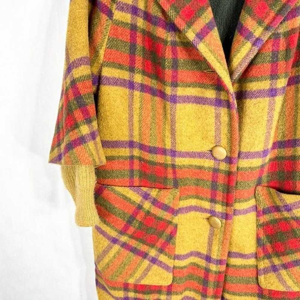 VTG 70s Country Pacer Womens Coat Wool Plaid Frin… - image 5