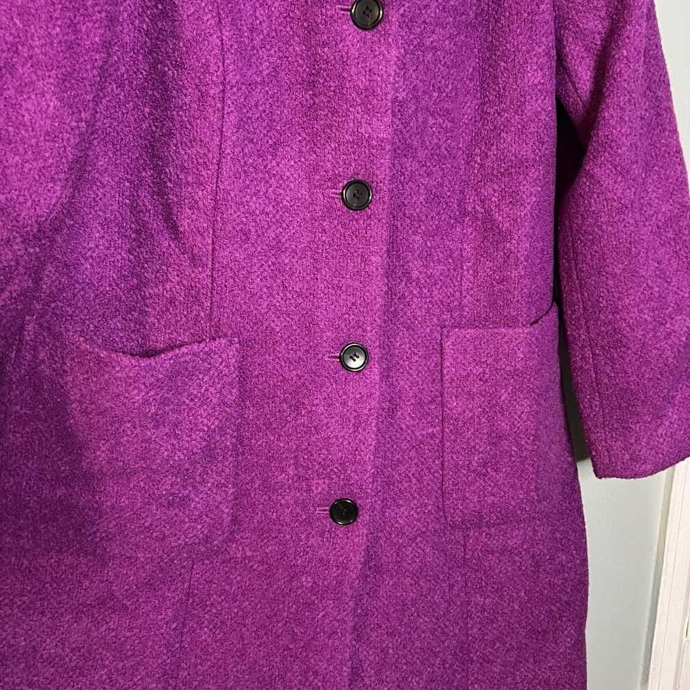 Talbots Magenta Boucle wool coat, black faux fur … - image 8