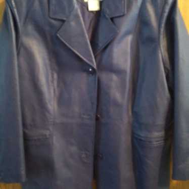 VENEZIA WOMEN'S BLUEBERRY BLUE LEATHER COAT - image 1