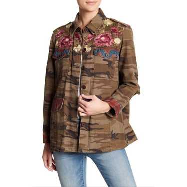 JOHNNY WAS Caila Camo-Print Button-Front Military 