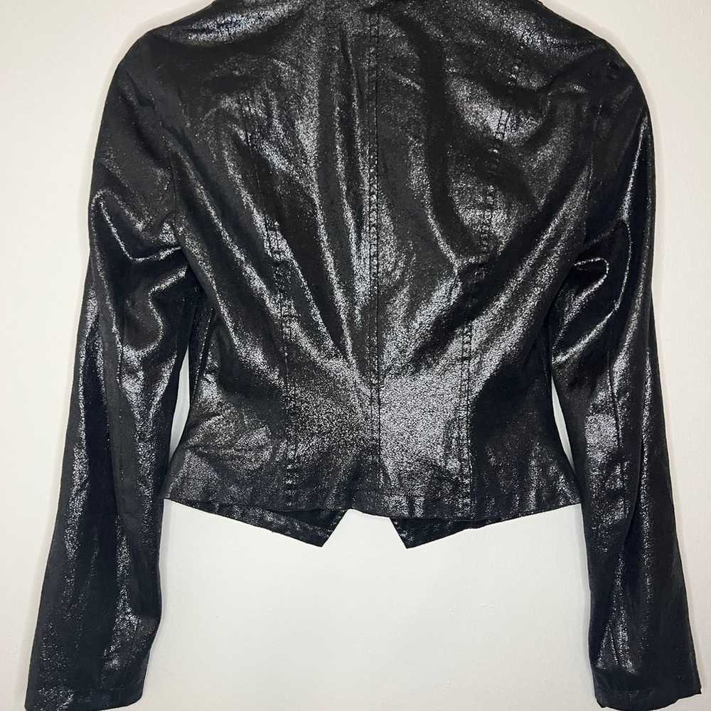 Armani Exchange Faux Leather Cropped Jacket in Bl… - image 5