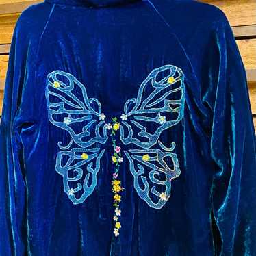 Johnny Was Mariposa Blue Velvet Jacket - image 1
