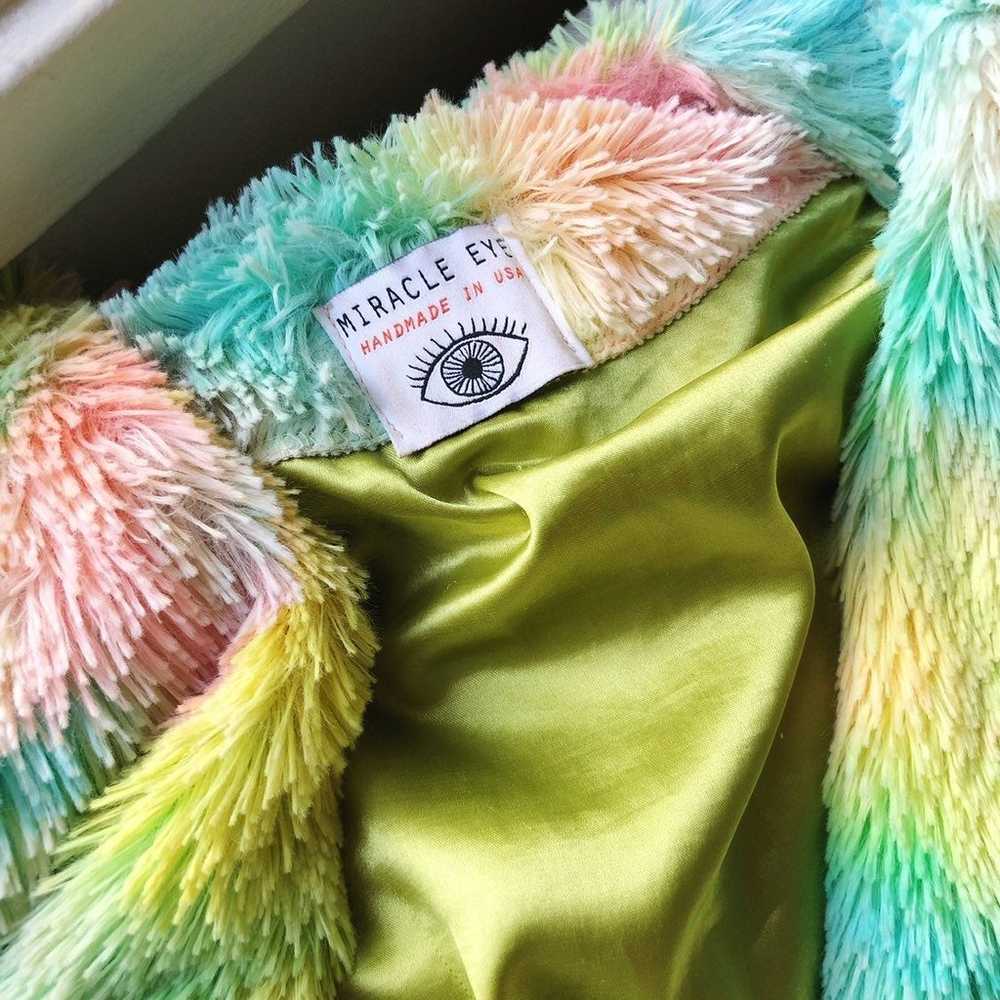 Rainbow Faux Fur Coat - image 12