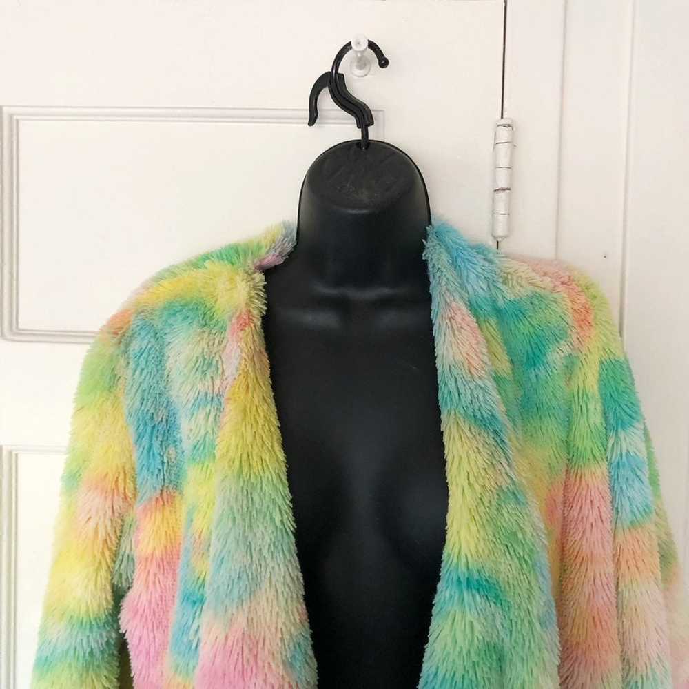 Rainbow Faux Fur Coat - image 5