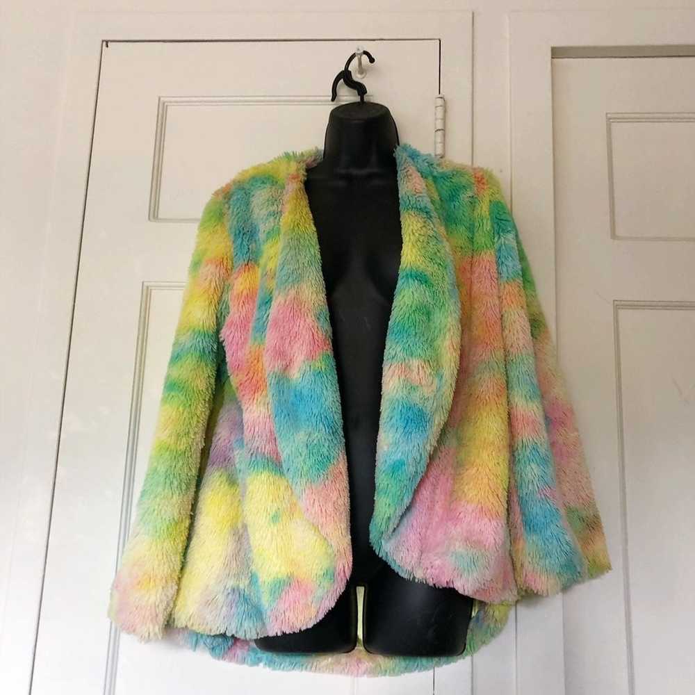 Rainbow Faux Fur Coat - image 6