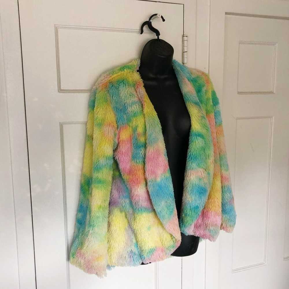 Rainbow Faux Fur Coat - image 7