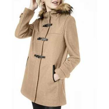 COLE HAAN Signature Faux Fur Hooded Wool Coat Siz… - image 1