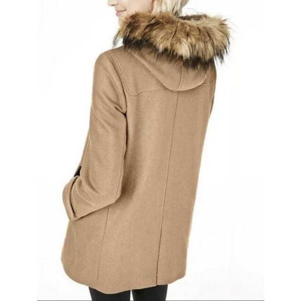 COLE HAAN Signature Faux Fur Hooded Wool Coat Siz… - image 2