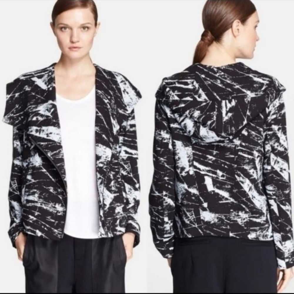 Helmut Lang Black and White Tera Hooded Jacket Si… - image 1