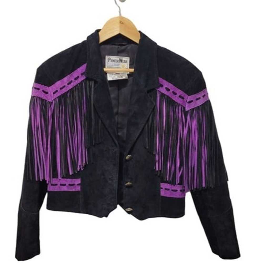 Pioneer Wear Cropped Leather Fringe Western Style… - image 1