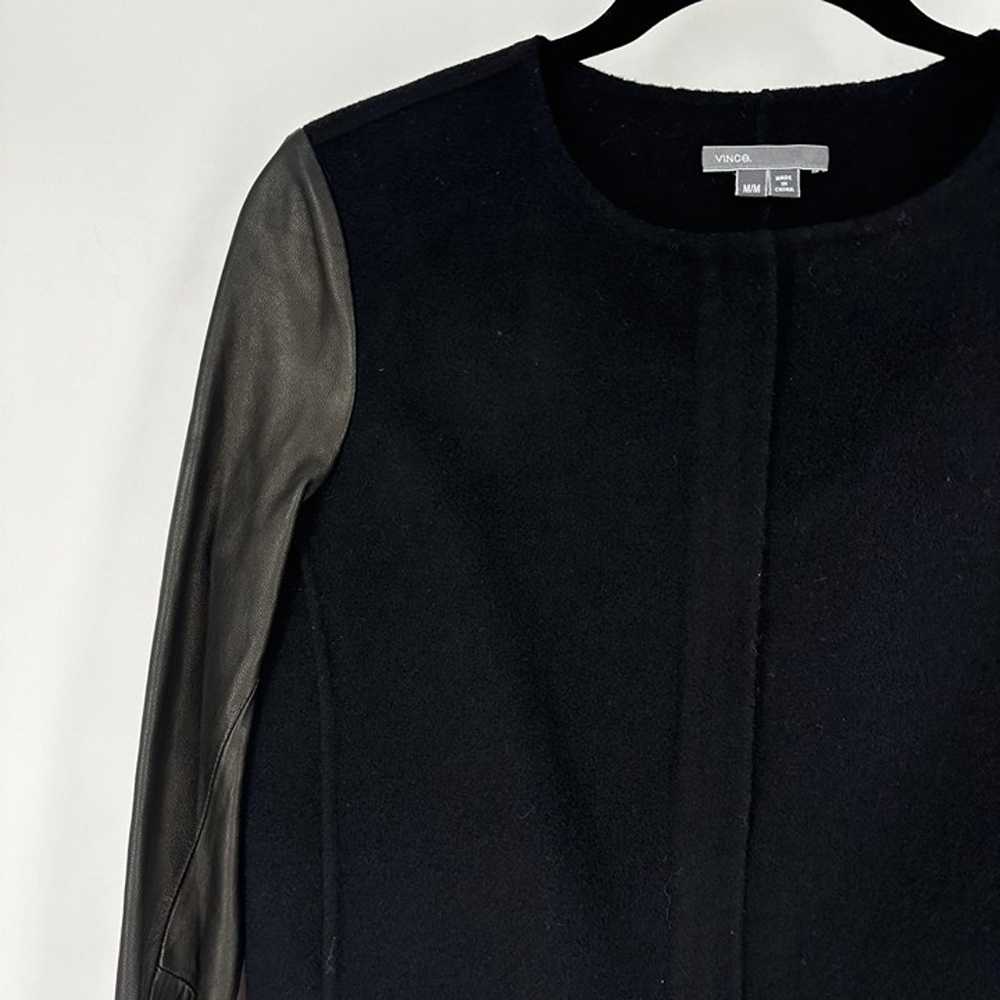 Vince Wool and Leather Jacket Black Size Medium - image 2