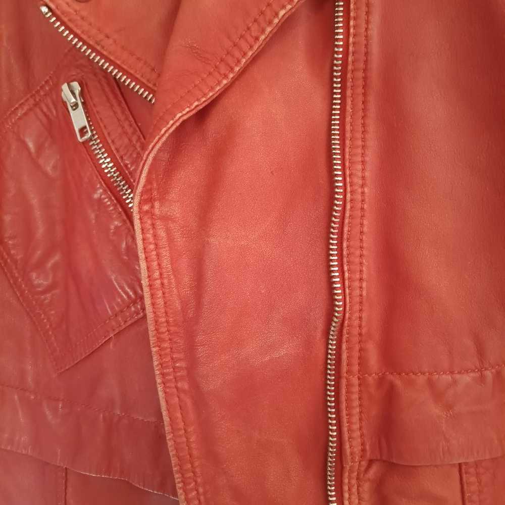 Maje leather burnt orange jacket moto biker coat … - image 10
