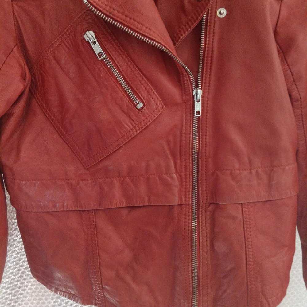 Maje leather burnt orange jacket moto biker coat … - image 4
