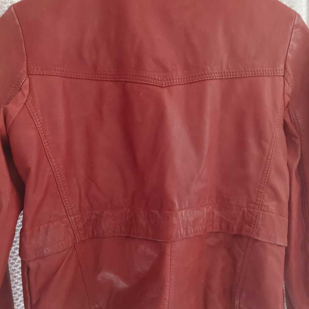 Maje leather burnt orange jacket moto biker coat … - image 7