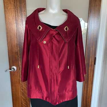 St John Sport Red Satin Cape-Style Jacket