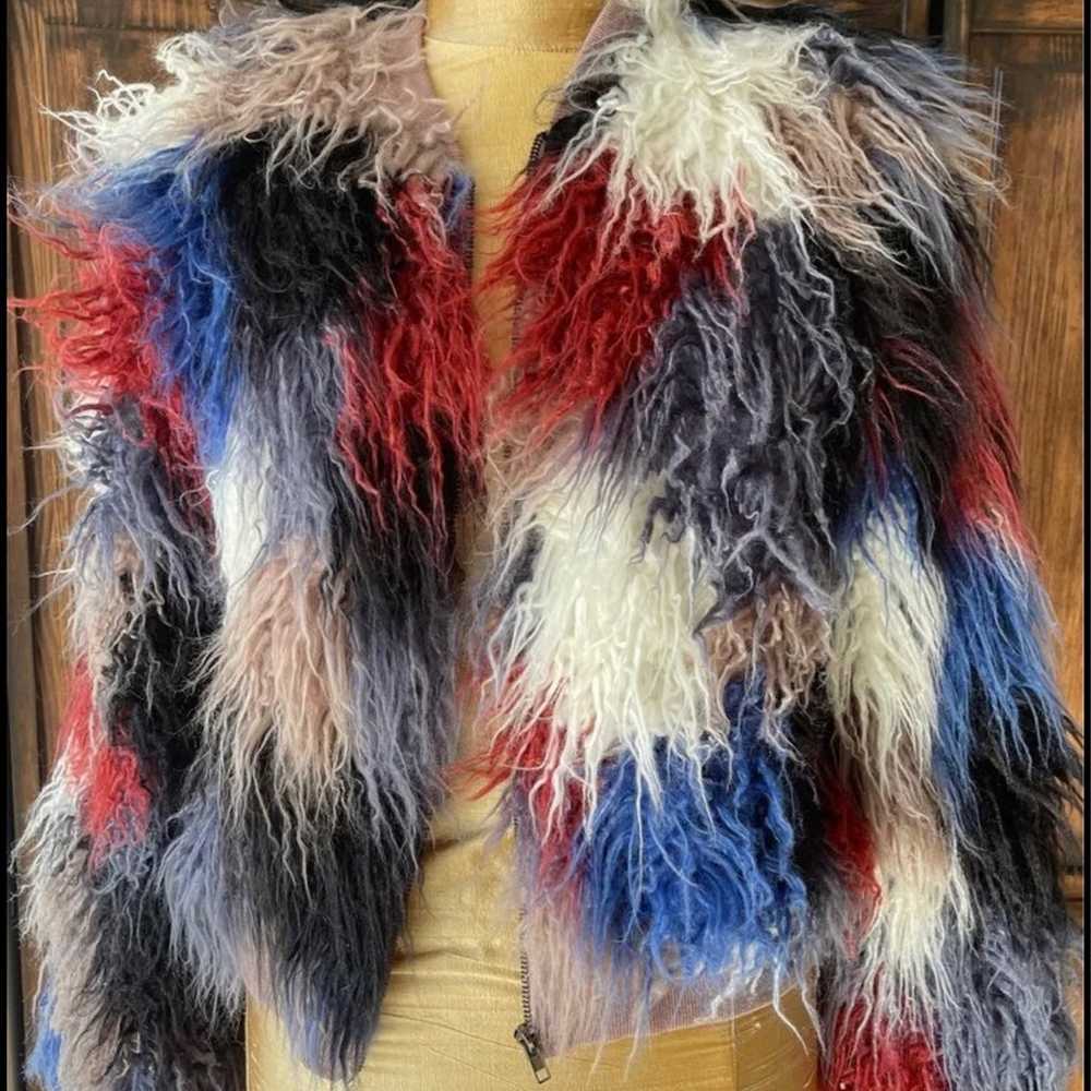 ❤️ Retro 60’s Faux Fur Multi Color Paris Runway C… - image 1