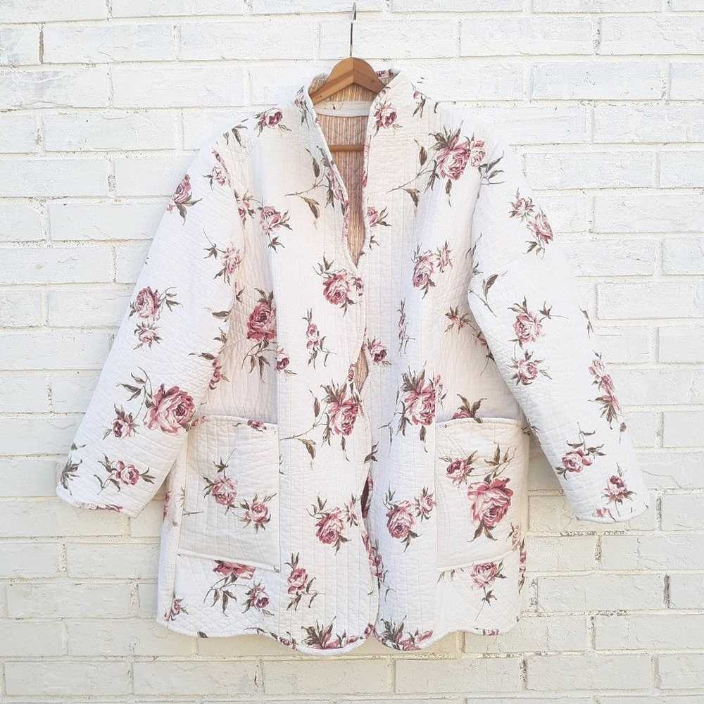 Quilted Jacket Handmade Cottage Core Floral - image 1