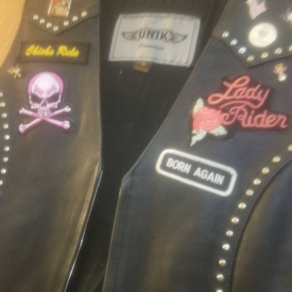Ladies leather biker vest - image 1