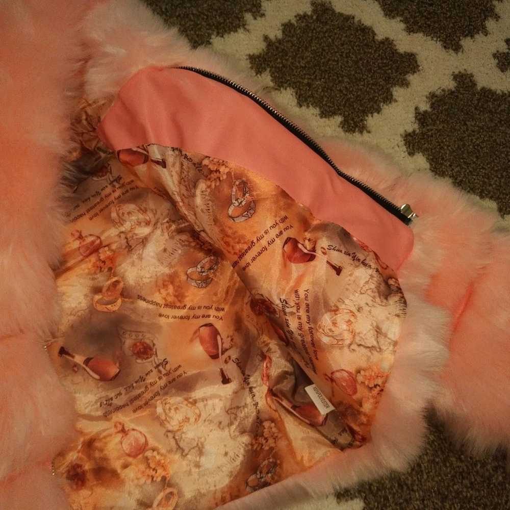 Light Pink super cropped pelted hooded fur jacket - image 7