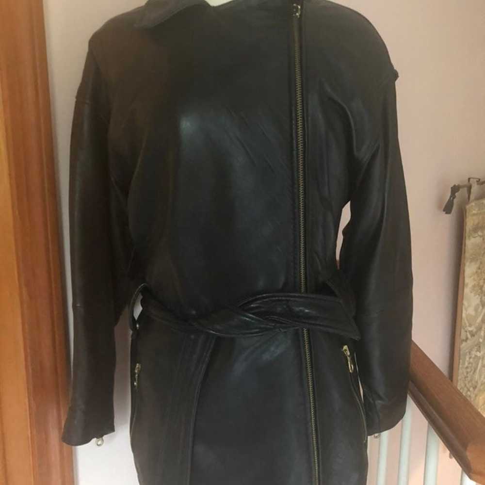 Ladies vintage leather jacket/car coat - image 1