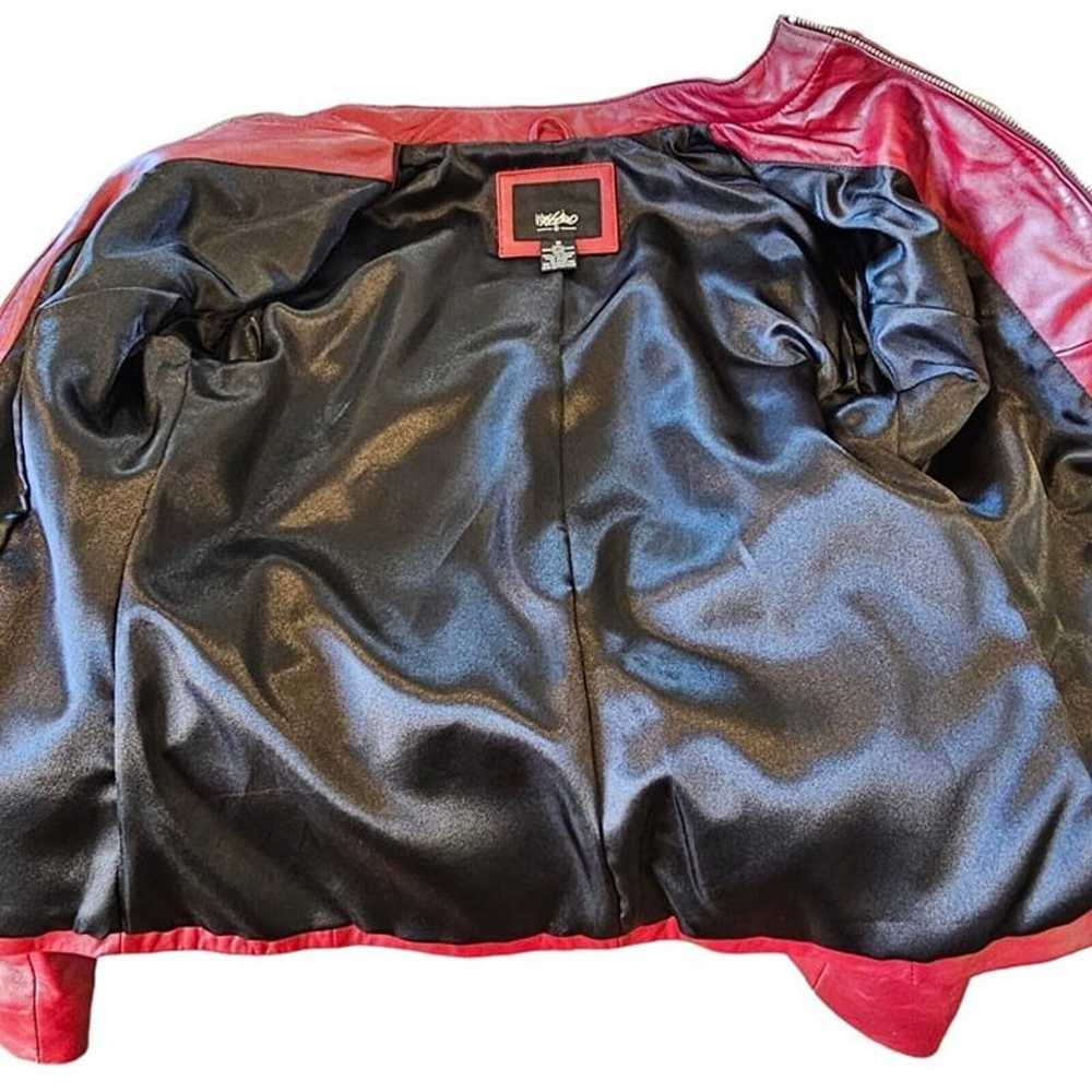 Y2K Oxblood Dark Wine Red M Leather Zipup Jacket … - image 7