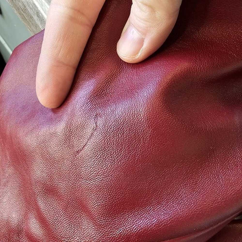 Y2K Oxblood Dark Wine Red M Leather Zipup Jacket … - image 8