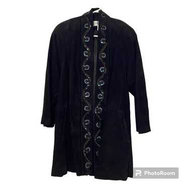 Cedars Jacket Womans Medium Black Suede Overcoat S