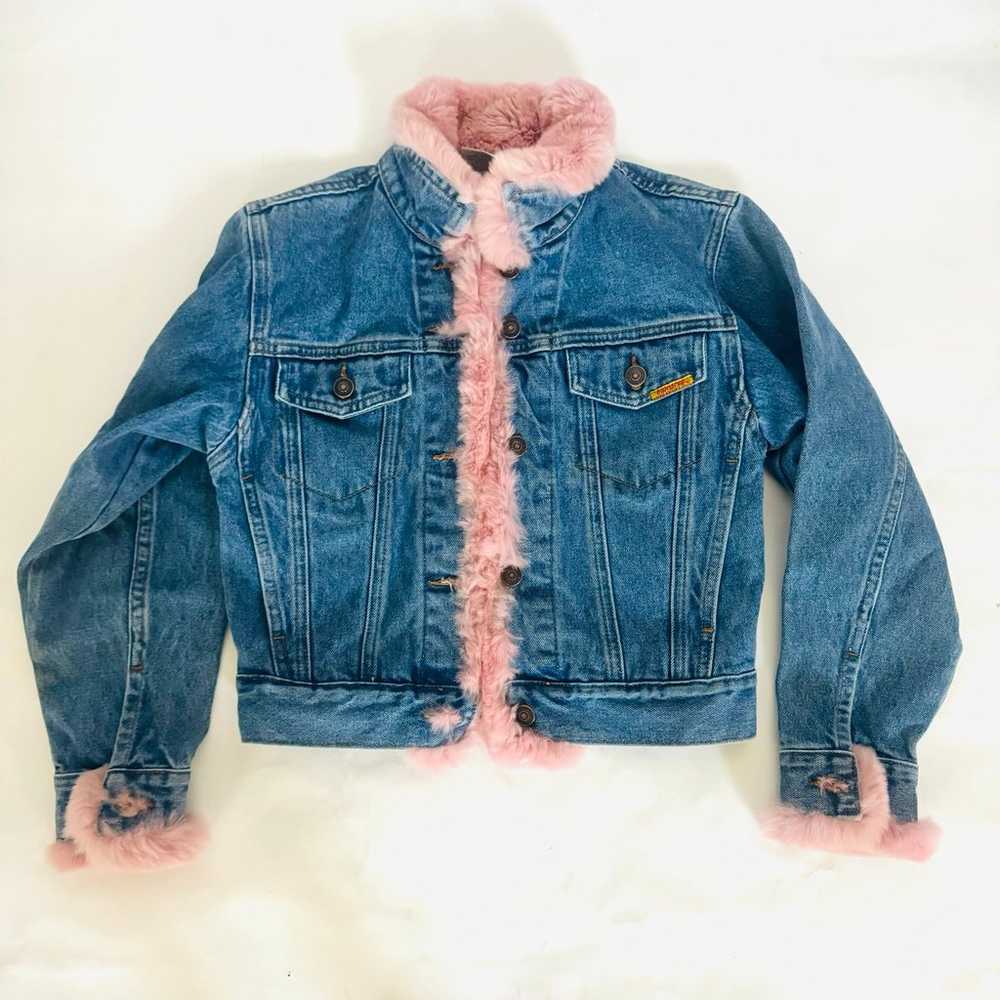Genuine died pink rabbit fur vintage 90s Jordache… - image 1