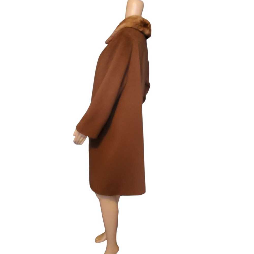 Vintage 60s Mod Brown Wool Trapeze Swing Coat Wit… - image 2