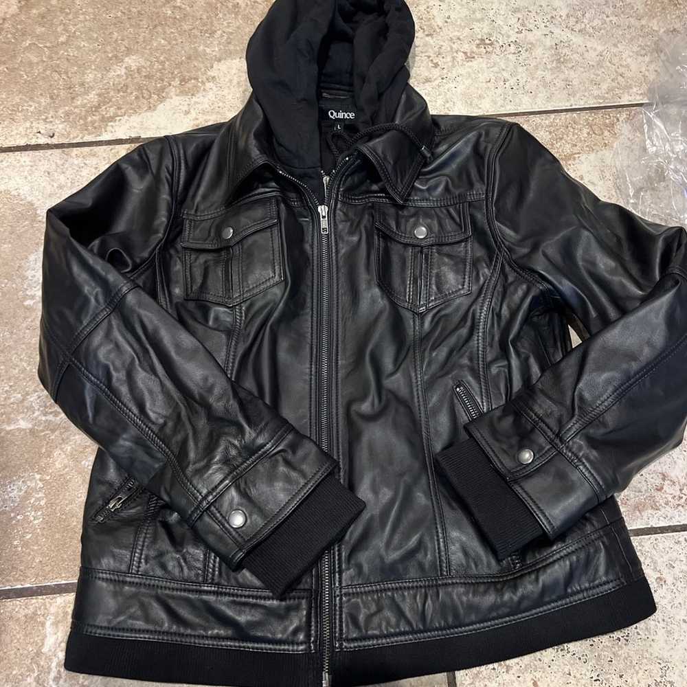 Quince 100% Leather Jacket with Hood black L - image 6