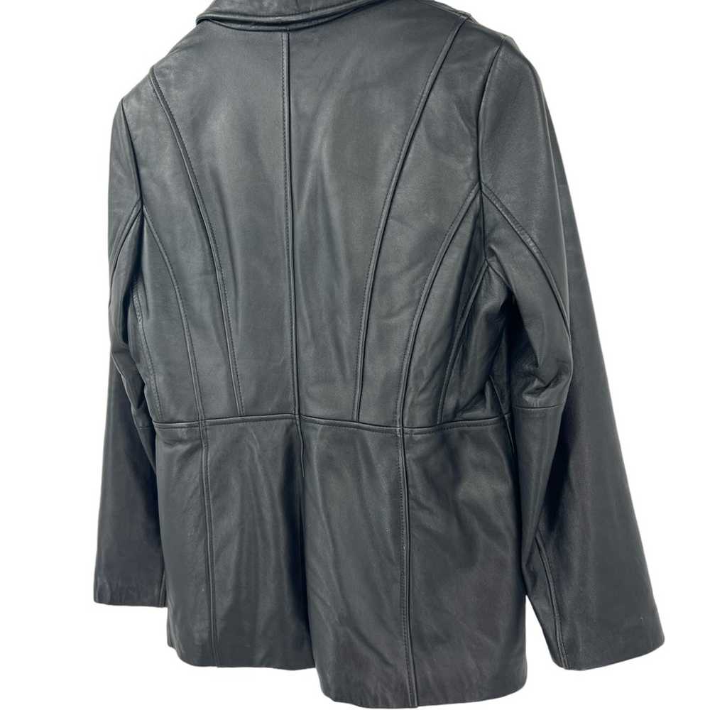 Wilson’s Thinsulate black leather button coat SZ … - image 3
