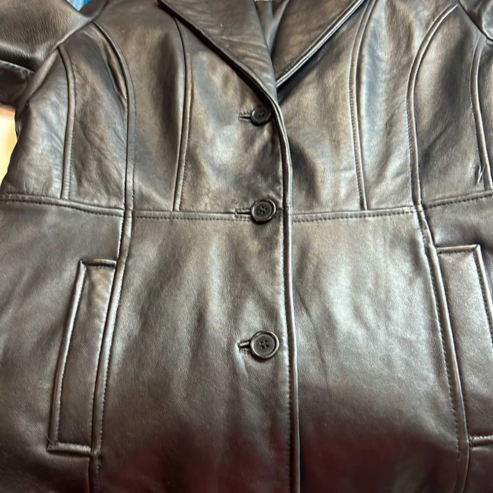 Wilson’s Thinsulate black leather button coat SZ … - image 6