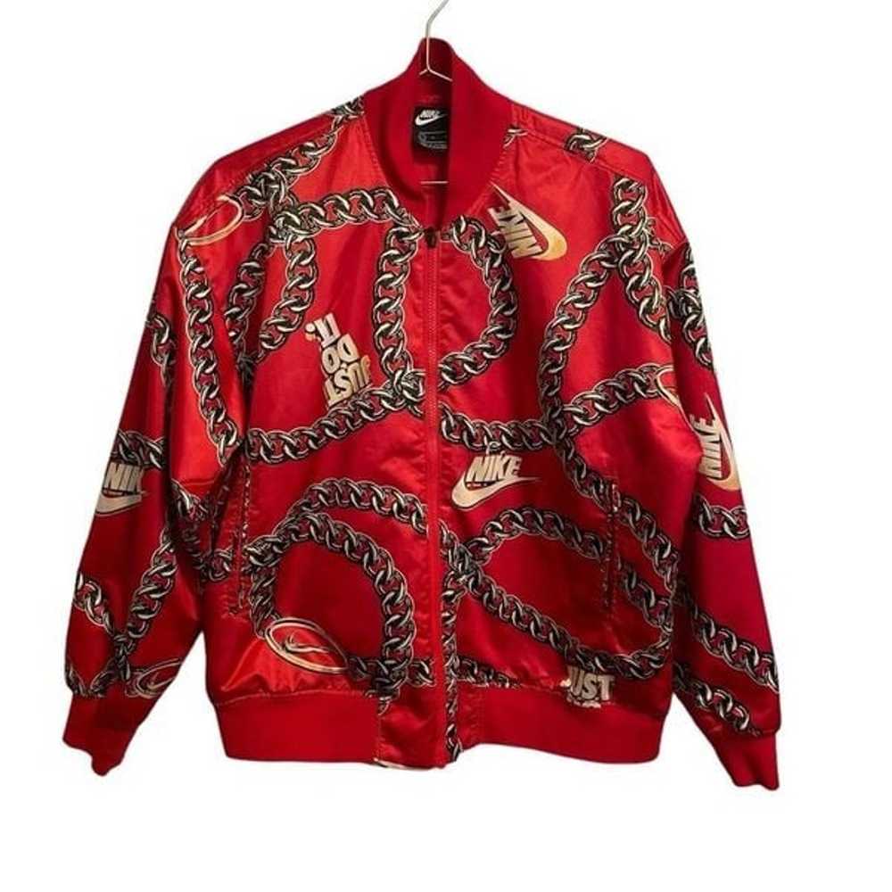 Nike Glam Dunk Red and Gold Chain Bomber Jacket I… - image 1