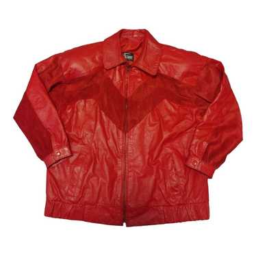 Vtg 80s Cominnt Cherry Red Leather Jacket