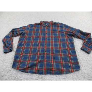Vintage LL Bean Shirt Mens 2XL XXL Blue Red Flann… - image 1