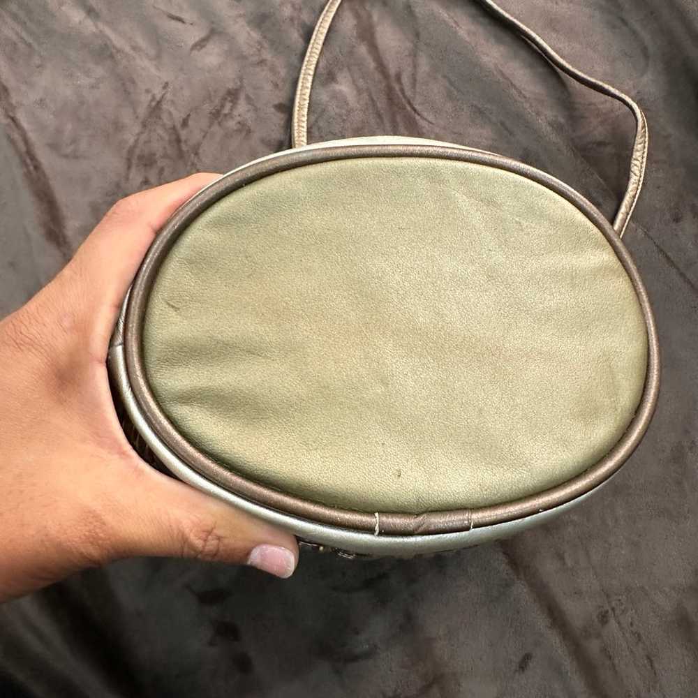 Atalla Genuine Leather metallic gold bucket Handb… - image 6
