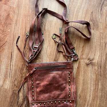 Vintage Lucky Brand Leather Crossbody Hobo Style … - image 1