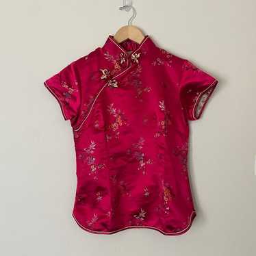 Authentic Silk Vintage Red 2024 Traditional Chinese Blouse