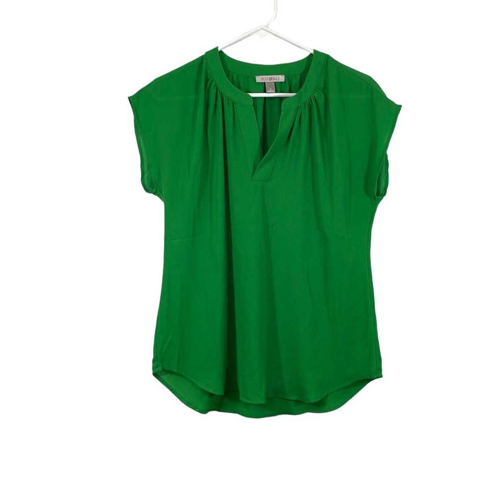 Vintage Roz & Ali Womens Green Short Sleeve Split… - image 1