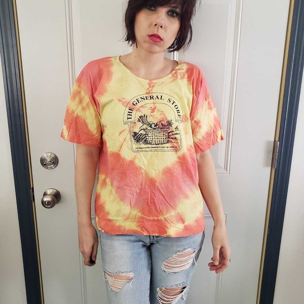Vintage Yellow and Pink Tie Dye Tee - image 1