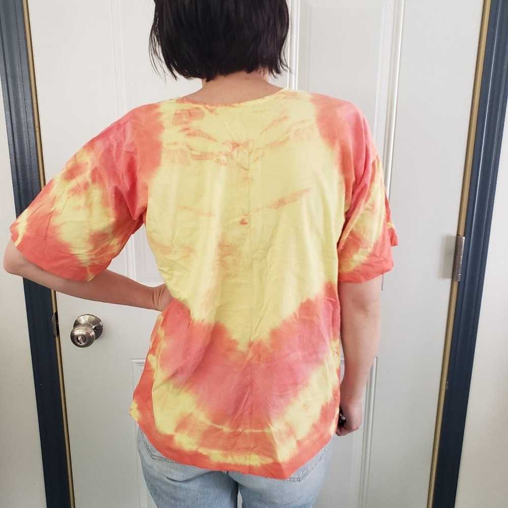 Vintage Yellow and Pink Tie Dye Tee - image 3