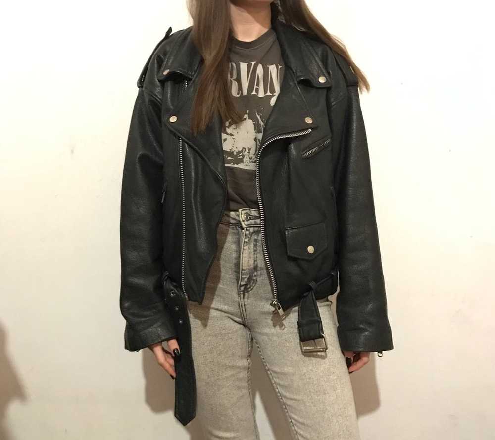 Leather Jacket × Rare × Vintage Vintage 80s Overs… - image 1