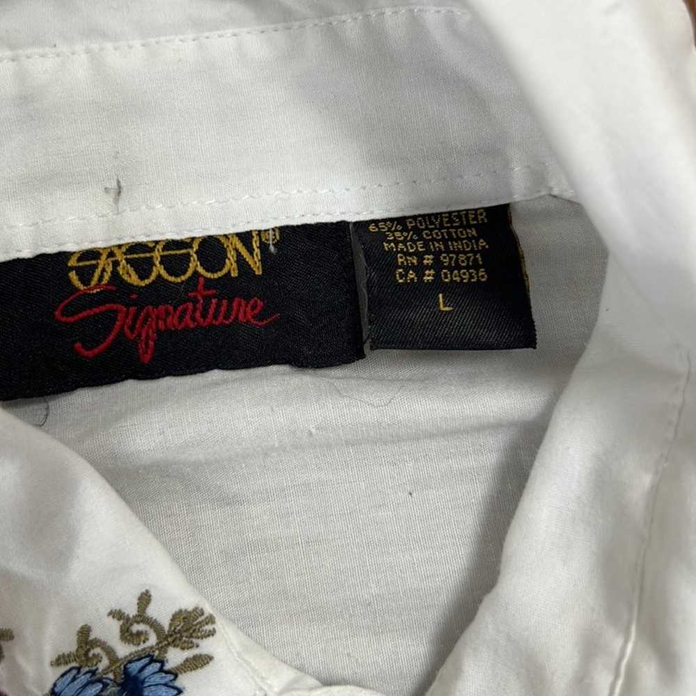 Vintage ladies  80’s Sassoon embroidered blouse s… - image 3