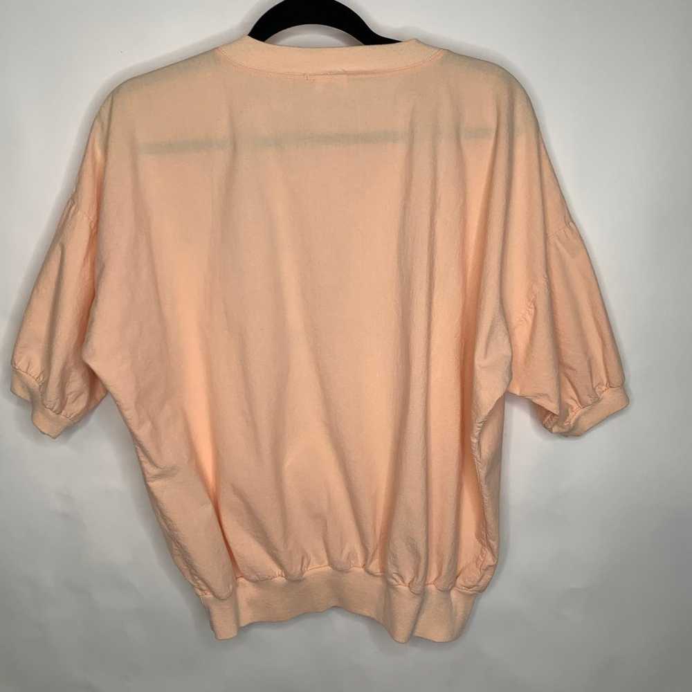 Vintage Peach Painted Flower Popover Top 80s 90s … - image 6